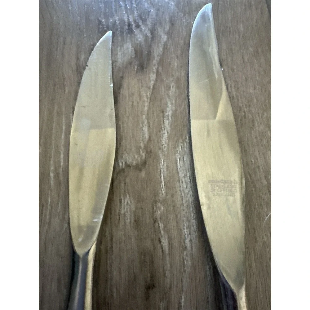 2 Vintage Mode Danish Atomic Starburst Sheffield‎ England  MCM Stainless Knives